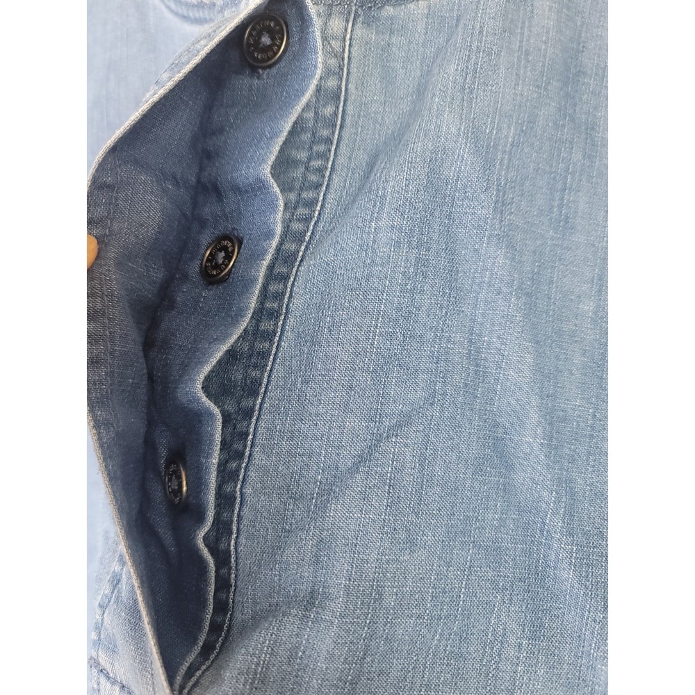 Martha Stewart Denim Tunic Top Women M Chambray Button Placket Minimalist Preppy - Picture 9 of 9